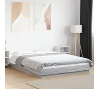 HaoChrymec Struttura Letto Singolo con LED, Legno Engineering, Luci RGB Regolabili, Porta USB, Design Moderno, single bed, struttura letto, per Camera da Letto e Guest Room, Grigio Sonoma, 120x200 cm