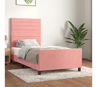 HaoChrymec Struttura Letto Singolo con Testiera in Velluto Rosa Regolabile, Design Moderno, Supporto Lombare, single bed, letto bambina, per Camera da Letto e Ambienti Piccoli, Rosa, 90x190 cm