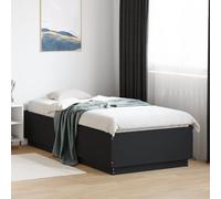 HaoChrymec Struttura Letto Singolo, Legno Engineering, Design Moderno, Doglie in Compensato, single bed, letto bambina, per Camera da Letto e Guest Room, Nero, 90x200 cm