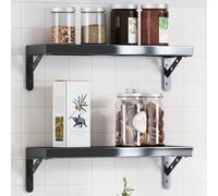 HaoChrymec Supporti per Mensole 4 Pezzi, Staffe in Acciaio Inox Nero per Librerie e Cucina, Design Moderno con Fori Preforati, Capacità 50kg, 15 x 2.5 x 11.5 cm