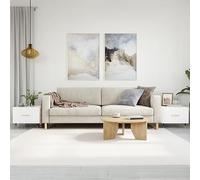 HaoChrymec Tavolini da Caffè Set 2 Pezzi, in Legno e Ferro con Cassetto, Design Moderno e Lucido, per Soggiorno o Salottos, Colore Bianco, 50 x 50 x 40 cm