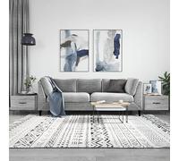 HaoChrymec Tavolini da Caffè Set 2 Pezzi, in Legno e Ferro con Cassetto, Design Moderno Grigio Sonoma, per Soggiorno o Salotto, 50 x 50 x 40 cm