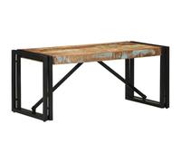 HaoChrymec Tavolino da Caffè in Legno di Recupero, Design Industriale con Struttura in Ferro, Piano Multicolore Unico, per Soggiorno o Sala Giochi, 80 x 40 x 35 cm