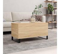 HaoChrymec Tavolino da Caffè Multifunzione, in Legno Rovere Sonoma con Altezza Regolabile, Piano Espandibile e Gambe in Metallo, per Soggiorno o Sala, 90 x 44.5 x 45 cm