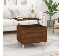 HaoChrymec Tavolino da Caffè Regolabile, in Legno Eucalipto con Effetto Rovere, Design Multifunzione con Piano Aggiustabile e Vano Nascosto, per Soggiorno, 60 x 44.5 x 45 cm