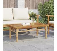 HaoChrymec Tavolino da Esterno e Interno, in Bambù Naturale con Design a Doghe, Resistente all'Acqua, per Giardino, Terrazza o Soggiorno, 90 x 50 x 35 cm