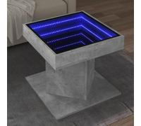 HaoChrymec Tavolino LED Moderno con Specchio Infinito, in Legno Composito e Vetro, Design Grigio Cemento, Luci RGB Regolabili, per Soggiorno o Camera, 50 x 50 x 45 cm