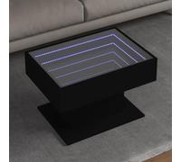 HaoChrymec Tavolino LED Moderno con Specchio Infinito, in Legno e Vetro, Luci RGB Regolabili, Design Contemporaneo per Soggiorno o Camera, 70 x 50 x 45 cm