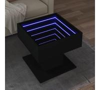 HaoChrymec Tavolino LED Moderno con Specchio Infinito, in Legno e Vetro, Luci RGB Regolabili, Design Contemporaneo per Soggiorno o Cameras, 50 x 50 x 45 cm