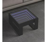 HaoChrymec Tavolino Moderno con Luci LED Infinity, Design Futurista in Legno e Vetro, Illuminazione RGB Regolabile, per Soggiorno o Camera da Letto, Nero, 50 x 53 x 30 cm
