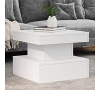 HaoChrymec Tavolino Moderno con Luci LED RGB, in Legno Bianco, Design Multifunzione con Porta USB, per Soggiorno o Camera, 50 x 50 x 40 cm
