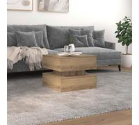 HaoChrymec Tavolino Moderno con Luci LED RGB, in Legno Rovere Artisan, Design Multifunzione con USB, per Soggiorno o Camera, 50 x 50 x 40 cm