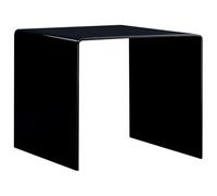 HaoChrymec Tavolino Moderno Nero, in Vetro Temperato di Sicurezza 8mm, Design Minimalista, per Soggiorno o Come Comodino, 50 x 50 x 45 cm