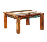 HaoChrymec Tavolino Quadrato in Legno Riciclato Anticato, Design Unico con Venature Naturali, Stile Rustico per Soggiorno o Sala da Pranzo, 80 x 80 x 45 cm