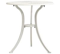 HaoChrymec Tavolo da Giardino in Alluminio Pressofuso, Design con Foro per Ombrellone e Gambe Triple, Tavolo da Esterno Resistente, Tavolo da Pranzo, Tavolino da Balcone,Bianco, 62x65 cm