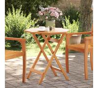 HaoChrymec Tavolo da Giardino Pieghevole, in Legno Massello di Acacia, Design Circolare con Piano a Doghe, Tavolo da Esterno, Tavolo da Pranzo, per Giardino e Balcone, Colore Naturale, 70x75 cm