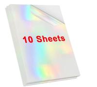 HAOCNC 10 fogli A4 autoadesivi glitter olografici punti lucenti carta a colori fai da te pellicola di laminazione fotografica compatibile con i materiali di consumo della stampante(Holographic)