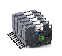 HAOCNC Nastro per etichette laminato da 5/10 confezioni da 12 mm compatibile con i materiali di consumo della stampante PTH110 per il codice articolo 231 221 131 531 631(White on Black-5PK)