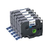 HAOCNC Nastro per etichette laminato da 5/10 confezioni da 12 mm compatibile con i materiali di consumo della stampante PTH110 per il codice articolo 231 221 131 531 631(Black on Blue-5PK)