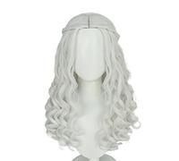 HAODAGE Parrucca sintetica per cosplay da festa in costume anime da regina bianca Alice nel paese delle meraviglie, Fibra sintetica, Wig, Parrucca, 51 ~ 53 cm