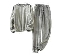 HAODAGE Pigiami da Uomo Set di Pigiama Caldi Spessi degli Uomini per Sleepwear Autunno Inverno Confortevole Morbido 2Pcs Homewear Set-Grigio-2Xl(80-92.5Kg)