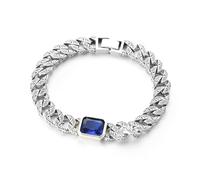 Haodagess Braccialetto Di Coppia in Zaffiro,Bracciale Cubano Con Motivo Arabesco Per Uomo E Donna,Gioielli Alla Moda E Personalizzati,Con Scatola Porta Braccialetti,18cm