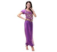 Haodasi Costume da danza del ventre da donna, top e lanterna, per carnevale, ballerini, viola., L