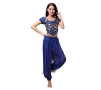 Haodasi - Costume per Danza del Ventre da Donna + Pantaloni a Lanterna, per Carnevale Dark Blue L