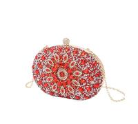 HAODEE Borsa a mano da donna con girasole alla moda con catena diamantata, Rosso, Taglia unica