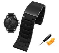 HAODEE Cinturino per orologio Diesel DZ7370 DZ7395 DZ 7430 DZ7396 da uomo quadrante grande in gel di silice cinturino in acciaio fine 28mm (colore: nero grigio, dimensioni: 28mm)