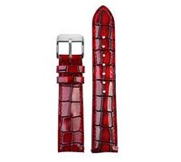 HAODEE Moda vera pelle cinturino chiaro personalità coccodrillo texture cinturino bracciale orologio da polso 18mm 20mm 22mm blu (colore: rosso, dimensioni: 20mm chiusura oro)