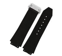 HAODEE Per Hublot cinturino BIG BANG cinturino in acciaio inox fibbia strumento libero uomini nuovo vera pelle di mucca cinturino in gomma 26 * 19mm (colore: B-nero, dimensioni: 26X19mm oro)