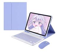 HAODEE Per IPad Air 4 11.9 "Custodia Con Portamatite Bluetooth Mouse Keyboard Case A2072 A2316 A2324 A2325 (colore: Q Purple N mouse, dimensioni: Pro 11 2018 2020)