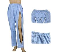 HAODING Abbigliamento Paralisi Pantaloni Paziente Pigiami Cura Aperta, Pantaloni per Catetere, per Disabilità Anziani Chirurgia Vestiti, Design Cerniera, Unisex(Color:XL)