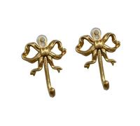 Haodream 2 ganci decorativi da parete in metallo, a forma di bowknot, per attività domestiche, ingresso facile da installare