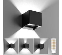 HaoDrisk Applique da parete a LED con lampadina G9 sostituibile, bianco freddo 6000 K, 9 W, interno angolo del fascio regolabile, esterno moderno IP65 impermeabile - nero