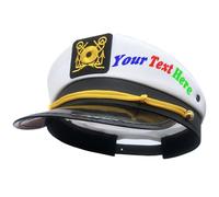 haoduanduan Testo personalizzato Ammiraglio Capitano Yacht Cappello Snapback Oro Ricamo Anchor Skippers Cap per il Partito, bianco, Taglia unica
