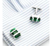 HAODUOO Jewelry Cufflinks Men's Cufflinks Cufflinks for Shirts Green Crystal Cufflinks French Shirt Cufflinks Business Formal Cufflinks