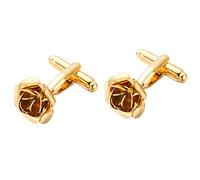 HAODUOO Jewelry Cufflinks Men's Cufflinks Personalized Shirt Cufflinks Rose Cuff Studs Gold Flower Cuffs Cufflinks for All Kinds of Shirts