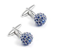 HAODUOO Jewelry Cufflinks Men's Shirt Cufflinks Blue Spherical Crystal Rhinestone Men's Cuff Nails Business French Shirt Cuff Buttons Cufflinks