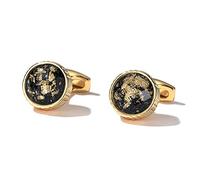 HAODUOO Jewelry Cufflinks Men's Shirt Cufflinks Fashion Personality Gold Round Table Color Pattern Shirt Cuff Nails