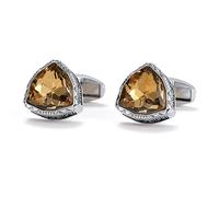 HAODUOO Jewelry Cufflinks Men's Shirt Cufflinks French Triangle Tawny Crystal Silver Shirt Cufflinks