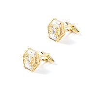 HAODUOO Jewelry Cufflinks Men's Shirt Cufflinks High End Gold Hexagonal Diamond Inlaid Crystal Cufflinks French Cufflinks