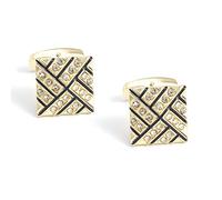 HAODUOO Jewelry Cufflinks Men's Shirt Cufflinks High Grade Square Electroplated Gold Diamond Metal Alloy Cufflinks for Men French Cufflinks