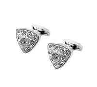 HAODUOO Jewelry Cufflinks Men's Shirt Cufflinks Metal Cufflinks Simple Round Triangle Full Diamond White Crystal French Cufflinks