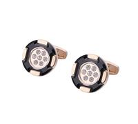 HAODUOO Jewelry Cufflinks Men's Shirt Cufflinks Round Diamond Inlaid Rose Gold French Double Color Cufflink Sleeve Nails
