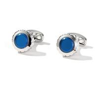 HAODUOO Jewelry Cufflinks Men's Shirt Cufflinks Round Silver Blue Casual Shirt Cuff Nails