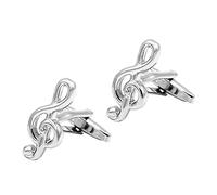 HAODUOO Jewelry Cufflinks Men's Shirt Cufflinks Silver Note Music Cufflinks Plain Smooth Metal Men's French Shirt Cuffs Button