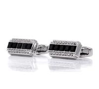 HAODUOO Jewelry Cufflinks Men's Shirt Cufflinks Silver Rectangular Inlaid Black Crystal French Shirt Business Cufflinks Black and White Two Color Diamond Women's Sleeve Nails