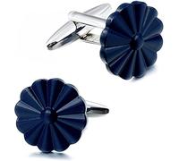 HAODUOO Mens Cufflinks Elegant Style Cuff Cufflinks Flower Cufflink Senamel White/Black/Navy Blue Men's French Dress/Shirt Jewelry Menry Box Clothing Accessories(Blue)